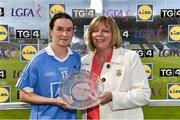 26 August 2017; Sinead Aherne of Dublin is presented with her player of the match award by LGFA President Marie Hickey after the TG4 Ladies Football All-Ireland Senior Championship Semi-Final match between Dublin and Kerry at Semple Stadium in Thurles, Co. Tipperary. Photo by Matt Browne/Sportsfile
