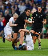 26 August 2017; Victoria Subritzky-Nafatali of New Zealand is tackled by Tamara Taylor, left, and Alex Matthews of England during the 2017 Women's Rugby World Cup Final match between England and New Zealand at Kingspan Stadium in Belfast. Photo by Oliver McVeigh/Sportsfile
