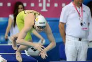 24 May 2012; Ireland's Shani Stallard, from New Ross, Co. Wexford, at the start of Heat 4 of the Women's 200m Breaststroke. Stallard qualified in 13th position for the Semi-Finals with a time of 2:31.87. 31st LEN European Swimming Championships 2012, Morning Session, Debrecen Sportcentrum, Debrecen, Hungary. Picture credit: Brian Lawless / SPORTSFILE