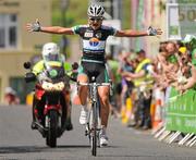 24 May 2012; Thomas Rostollan, France AVC Aix En Provence, celebrates winning the fifth stage of the 2012 An Post Rás, into Buncrana, Co. Donegal. Bundoran - Buncrana. Picture credit: Stephen McCarthy / SPORTSFILE
