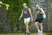 24 May 2012; Ireland's Stephen Ferris, left, and Rory Best arrive for squad training ahead of the Steinlager Series 2012 against New Zealand in June. Ireland Rugby Squad Training, Carton House, Maynooth, Co. Kildare. Picture credit: Oliver McVeigh / SPORTSFILE