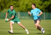 24 May 2012; Ireland's Paddy Wallace, left, and Craig Gilroy in action during squad training ahead of the Steinlager Series 2012 against New Zealand in June. Ireland Rugby Squad Training, Carton House, Maynooth, Co. Kildare. Picture credit: Oliver McVeigh / SPORTSFILE