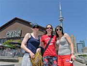 24 May 2012; Laois footballers, from left, Mary Kirwan, Lorraine Muckian and Tracey Lawlor pictured on a Tour of the city of Toronto ahead of the 2012 TG4/O'Neills Ladies All-Star Exhibition game in Centennial Park, Toronto, on Saturday afternoon. 2012 TG4/O'Neills Ladies All-Star Tour, Toronto, Canada. Picture credit: Brendan Moran / SPORTSFILE