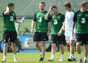 25 May 2012; Republic of Ireland's Shay Given with Stephen Ward, left and captain Robbie Keane at the end of squad training ahead of their International Friendly against Bosnia & Herzegovina on Saturday. Republic of Ireland Squad Training, Gannon Park, Malahide, Co. Dublin. Picture credit: David Maher / SPORTSFILE