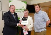 24 May 2012; Recipients of the Croke Park Community Fund today got the chance to meet with members of the Community Fund Committee, Stadium and Commercial  Director Peter McKenna and Uachtarán Chumann Lúthchleas Gael Liam Ó Néill. In attendance at the Croke Park Community Fund recipients reception are Uachtarán Chumann Lúthchleas Gael Liam Ó Néill, Roisin Lonergan and Martin Leen, right, Five Lamps Arts Festival. Croke Park, Dublin. Picture credit: Ray McManus / SPORTSFILE