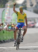 25 May 2012; Race leader Nicolas Baldo, Switzerland Atlas Jakroo, celebrates winning the sixth stage of the 2012 An Post Rás, into Killybegs, Co. Donegal. Buncrana - Killybegs. Picture credit: Stephen McCarthy / SPORTSFILE