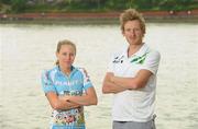 25 May 2012; Triathletes Aileen Morrison and Gavin Noble prior to this weekend's Women's and Men's 2012 ITU World Triathlons. 2012 ITU World Triathlon Madrid, Casa de Campo Park, Madrid, Spain. Photo by Sportsfile