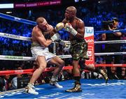 26 August 2017; Floyd Mayweather Jr, right, and Conor McGregor during their super welterweight boxing match at T-Mobile Arena in Las Vegas, USA. Photo by Stephen McCarthy/Sportsfile