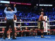 26 August 2017; Floyd Mayweather Jr following his super welterweight boxing match against Conor McGregor after referee Robert Byrd stopped the fight at T-Mobile Arena in Las Vegas, USA. Photo by Stephen McCarthy/Sportsfile