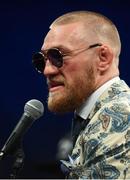 26 August 2017; Conor McGregor during the post fight press conference following his super welterweight boxing match against Floyd Mayweather Jr at T-Mobile Arena in Las Vegas, USA. Photo by Stephen McCarthy/Sportsfile