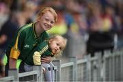 26 August 2017; Meath supporters 11 year old Caoimhe Purcell and 2 year old Katie Dunne from Moynalvey, Co. Meath during the TG4 Ladies Football All-Ireland Intermediate Championship Semi-Final match between Meath and Tipperary at Semple Stadium in Thurles, Co. Tipperary. Photo by Matt Browne/Sportsfile