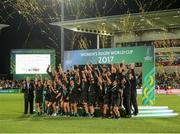 26 August 2017; New Zealand celebrate after winning the 2017 Women's Rugby World Cup Final match between England and New Zealand at Kingspan Stadium in Belfast. Photo by John Dickson/Sportsfile