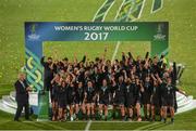 26 August 2017; New Zealand celebrate after winning the 2017 Women's Rugby World Cup Final match between England and New Zealand at Kingspan Stadium in Belfast. Photo by John Dickson/Sportsfile