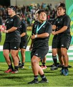 26 August 2017; The New Zealand team celebrate by preforming the Haka which was led by Ta Kura Ngata-Aerengamate after they won the 2017 Women's Rugby World Cup Final match between England and New Zealand at Kingspan Stadium in Belfast. Photo by John Dickson/Sportsfile