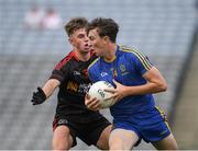 27 August 2017; James Larkin of Roscommon in action against Antoin Fox of Tyrone during the All-Ireland U17 Football Championship Final match between Tyrone and Roscommon at Croke Park in Dublin. Photo by Ray McManus/Sportsfile