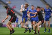 27 August 2017; Paul Carey of Roscommon in action against Matthew McCusker, 3, and Matthew Murnaghan of Tyrone during the All-Ireland U17 Football Championship Final match between Tyrone and Roscommon at Croke Park in Dublin. Photo by Ray McManus/Sportsfile