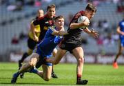 27 August 2017; Tarlach Quinn of Tyrone is tackled by Oisín Lennon of Roscommon during the All-Ireland U17 Football Championship Final match between Tyrone and Roscommon at Croke Park in Dublin. Photo by Brendan Moran/Sportsfile