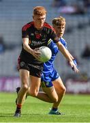 27 August 2017; Daniel Miller of Tyrone in action against Pearse Frost of Roscommon during the All-Ireland U17 Football Championship Final match between Tyrone and Roscommon at Croke Park in Dublin. Photo by Brendan Moran/Sportsfile
