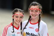 27 August 2017; Tyrone supporters 11 year old Ellen McCann, left, and 12 year old Holly Darcy from Bearach ahead of the GAA Football All-Ireland Senior Championship Semi-Final match between Dublin and Tyrone at Croke Park in Dublin. Berra Photo by Ramsey Cardy/Sportsfile
