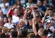 27 August 2017; Tyrone captain Cormac Monroe lifts the cup after the All-Ireland U17 Football Championship Final match between Tyrone and Roscommon at Croke Park in Dublin. Photo by Daire Brennan/Sportsfile