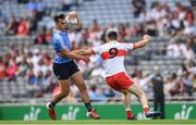 27 August 2017; Mark Treacy of Dublin is tackled by Dara Rafferty of Derry during the Electric Ireland GAA Football All-Ireland Minor Championship Semi-Final match between Dublin and Derry at Croke Park in Dublin. Photo by Ramsey Cardy/Sportsfile