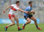 27 August 2017; Mark Treacy of Dublin in action against Dara Rafferty of Derry during the Electric Ireland GAA Football All-Ireland Minor Championship Semi-Final match between Dublin and Derry at Croke Park in Dublin. Photo by Piaras Ó Mídheach/Sportsfile