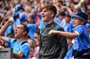27 August 2017; Dublin supporters celebrate their side's first goal during the GAA Football All-Ireland Senior Championship Semi-Final match between Dublin and Tyrone at Croke Park in Dublin. Photo by Ramsey Cardy/Sportsfile