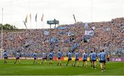 27 August 2017; The Dublin team parade alone in front of Hill 16 after the Tyrone team broke away early before the GAA Football All-Ireland Senior Championship Semi-Final match between Dublin and Tyrone at Croke Park in Dublin. Photo by Piaras Ó Mídheach/Sportsfile