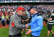 27 August 2017; Tyrone manager Mickey Harte shakes hands with Dublin manager Jim Gavin following the GAA Football All-Ireland Senior Championship Semi-Final match between Dublin and Tyrone at Croke Park in Dublin. Photo by Ramsey Cardy/Sportsfile