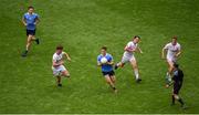 27 August 2017; Con O'Callaghan of Dublin in action against Tyrone players, left to right, Declan McClure, Aidan McCrory, and Peter Harte during the GAA Football All-Ireland Senior Championship Semi-Final match between Dublin and Tyrone at Croke Park in Dublin. Photo by Daire Brennan/Sportsfile