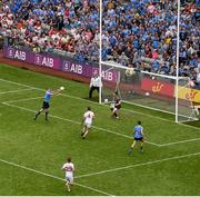 27 August 2017; Eoghan O'Gara of Dublin scores his side's second goal during the GAA Football All-Ireland Senior Championship Semi-Final match between Dublin and Tyrone at Croke Park in Dublin. Photo by Daire Brennan/Sportsfile