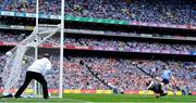 27 August 2017; Tyrone goalkeeper Niall Morgan fails to stop a shot by Con O'Callaghan of Dublin (not in picture) for Dublin's first goal during the GAA Football All-Ireland Senior Championship Semi-Final match between Dublin and Tyrone at Croke Park in Dublin. Photo by Brendan Moran/Sportsfile