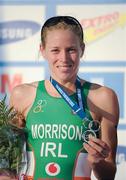 26 May 2012; Ireland's Aileen Morrison with her silver medal after she finished second in the Women's Triathlon in a time of 2:06:37. 2012 ITU World Triathlon Madrid, Casa de Campo Park, Madrid, Spain. Photo by Sportsfile