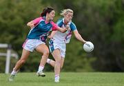 26 May 2012; Siobhan Goldrick, left, Dublin and 2011 All Stars, contests a loose ball with Yvonne McMonagle, Donegal and 2010 All Stars. 2012 TG4/O'Neills Ladies All-Star Tour Exhibition Game, 2010 All Stars v 2011 All Stars, Centennial Park, Toronto, Canada. Picture credit: Brendan Moran / SPORTSFILE