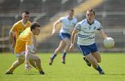 27 May 2012; Padraic Keenan, Monaghan, in action against Ruari Wilson, Antrim. Electric Ireland Ulster GAA Football  Minor Championship Quarter Final, Monaghan v Antrim, St Tiernach's Park, Clones, Co. Monaghan. Picture credit: Oliver McVeigh / SPORTSFILE