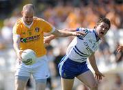 27 May 2012; Aodhan Gallagher, Antrim, in action against  Dessie Mone, Monaghan. Ulster GAA Football  Senior Championship Quarter Final, Monaghan v Antrim, St Tiernach's Park, Clones, Co. Monaghan. Picture credit: Oliver McVeigh / SPORTSFILE