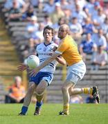 27 May 2012; James Turley, Monaghan, in action against Aodhan Gallagher, Antrim. Ulster GAA Football  Senior Championship Quarter Final, Monaghan v Antrim, St Tiernach's Park, Clones, Co. Monaghan. Picture credit: Oliver McVeigh / SPORTSFILE