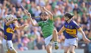 27 May 2012; Sean Tobin, Limerick, in action against Michael Cahill, left, and Donagh Maher, Tipperary. Munster GAA Hurling Senior Championship, Tipperary v Limerick, Semple Stadium, Thurles, Co. Tipperary. Picture credit: Diarmuid Greene / SPORTSFILE