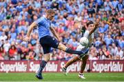 27 August 2017; Eoghan O'Gara of Dublin in action against Tiernan McCann of Tyrone during the GAA Football All-Ireland Senior Championship Semi-Final match between Dublin and Tyrone at Croke Park in Dublin. Photo by Ramsey Cardy/Sportsfile