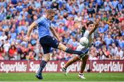 27 August 2017; Eoghan O'Gara of Dublin in action against Tiernan McCann of Tyrone during the GAA Football All-Ireland Senior Championship Semi-Final match between Dublin and Tyrone at Croke Park in Dublin. Photo by Ramsey Cardy/Sportsfile