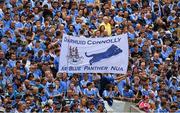 27 August 2017; Dublin fans on Hill 16 show their support for Diarmuid Connolly during the GAA Football All-Ireland Senior Championship Semi-Final match between Dublin and Tyrone at Croke Park in Dublin. Photo by Brendan Moran/Sportsfile