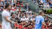27 August 2017; Seán Cavanagh of Tyrone takes a seat on the substitutes bench after being taken off in the second half during the GAA Football All-Ireland Senior Championship Semi-Final match between Dublin and Tyrone at Croke Park in Dublin. Photo by Piaras Ó Mídheach/Sportsfile