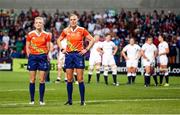26 August 2017; Assistant referee Hollie Davidson and referee Joy Neville during the 2017 Women's Rugby World Cup Final at Kingspan Stadium in Belfast. Photo by John Dickson/Sportsfile