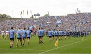 27 August 2017; Dublin and Tyrone players in the parade before the GAA Football All-Ireland Senior Championship Semi-Final match between Dublin and Tyrone at Croke Park in Dublin. Photo by Piaras Ó Mídheach/Sportsfile