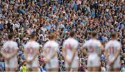27 August 2017; A general view of spectators during the National Anthem before the GAA Football All-Ireland Senior Championship Semi-Final match between Dublin and Tyrone at Croke Park in Dublin. Photo by Piaras Ó Mídheach/Sportsfile