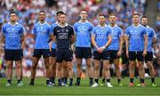 27 August 2017; The Dublin team stand for the national anthem before the GAA Football All-Ireland Senior Championship Semi-Final match between Dublin and Tyrone at Croke Park in Dublin. Photo by Brendan Moran/Sportsfile
