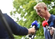 28 August 2017; Leinster head coach Leo Cullen during a press conference at Leinster Rugby Headquarters in Dublin. Photo by Ramsey Cardy/Sportsfile
