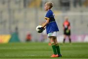 26 August 2017; Action between children from Dr Crokes GAA, Killarney, representing Kerry, and Ballintubber GAA, presenting Mayo, during the INTO Cumann na mBunscol GAA Respect Exhibition Go Games at half time during the GAA Football All-Ireland Senior Championship Semi-Final Replay match between Kerry and Mayo at Croke Park in Dublin. Photo by Piaras Ó Mídheach/Sportsfile