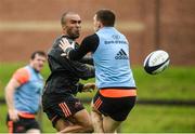 28 August 2017; Munster's Simon Zebo in action against Andrew Conway during Munster Rugby Squad Training at the University of Limerick in Limerick. Photo by Diarmuid Greene/Sportsfile