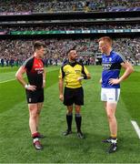 26 August 2017; Cillian O'Connor of Mayo, referee David Gough and Johnny Buckley of Kerry before the GAA Football All-Ireland Senior Championship Semi-Final Replay match between Kerry and Mayo at Croke Park in Dublin. Photo by Ray McManus/Sportsfile